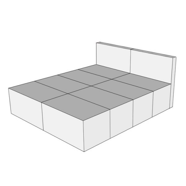 DOPPELBETT AUS PAPPE MIT KOPFTEIL