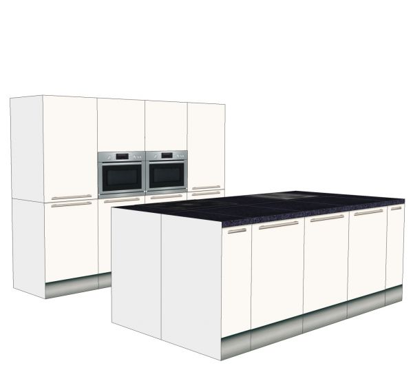 Inselküche aus Pappe mit separaten Hochschränken 240 x 280 CM