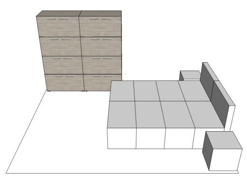 SCHLAFZIMMERPAKET 2 AUS PAPPE FÜR 2 PERSONEN (Kleiderschrank Eiche white-washed)