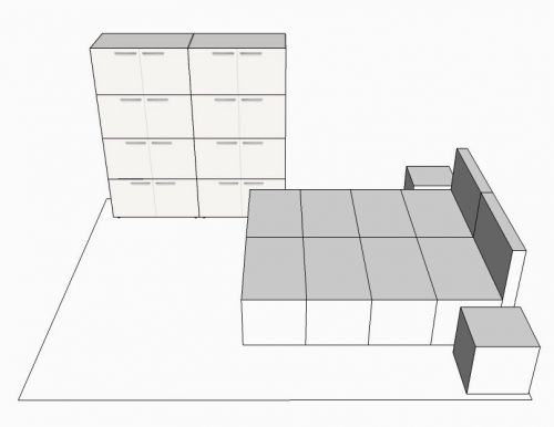 SCHLAFZIMMERPAKET 2 AUS PAPPE FÜR 2 PERSONEN (Kleiderschrank Weiss)