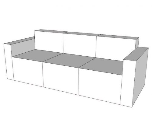Three seater excluding slipcover (only usable as replacement module)
