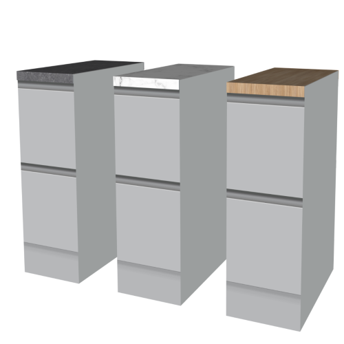 Cubiqz Unterschrank 30cm aus karton mit abnehmbaren Kartonarbeitsplatten