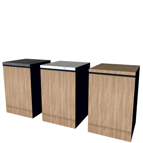 UNTERSCHRANK 60 CM HOLZ | austauschbare Arbeitsplatte | beidseitig nutzbare Fronten, Rückseite schwarz