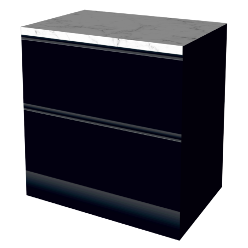 UNTERSCHRANK 90 CM SCHWARZ-HOLZ | Pappküche Reversibel + abnehmbare Arbeitsplatte