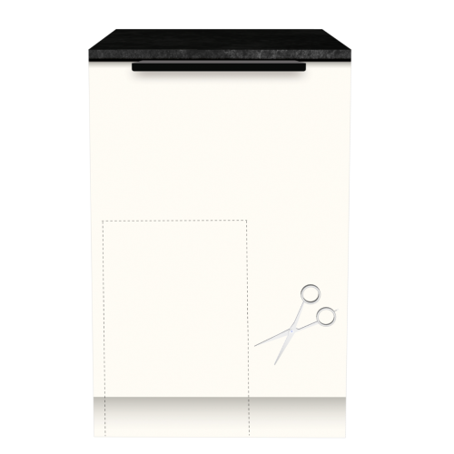 UNTERSCHRANK 60 CM | Anpassbar für Leitungen und Rohre – Pappküche BASE