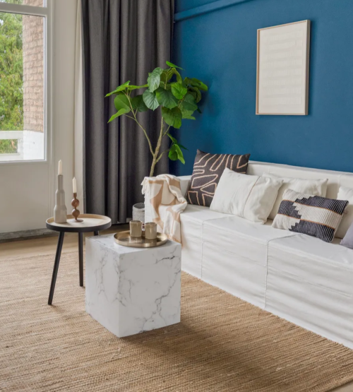 BEISTELLTISCH / HOCKER | Marmor-Print | Pappmöbel | Home Staging | Display
