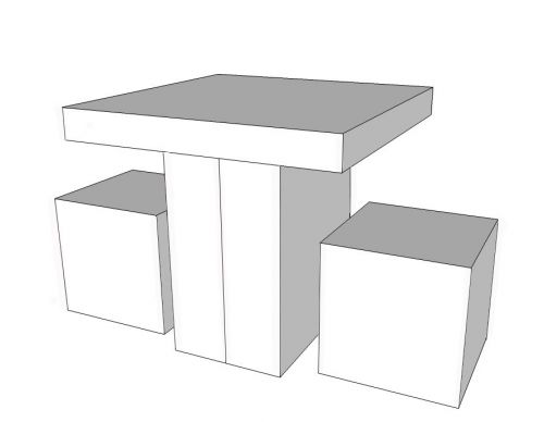 TISCH MIT 2 SITZWÜRFELN