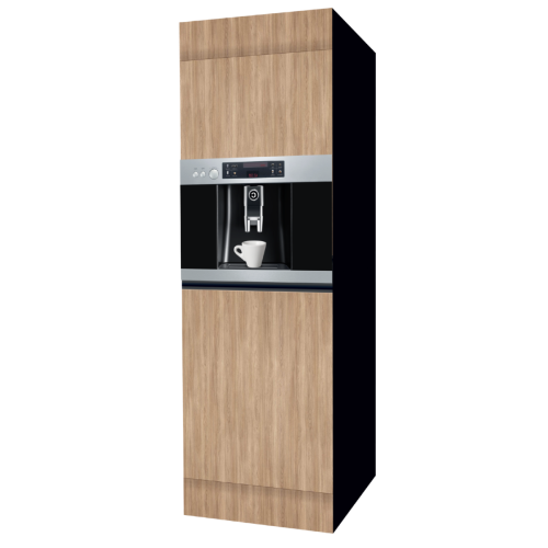 HOCHSCHRANK 60 CM HOLZ | Kaffeemaschine | beidseitig nutzbare Fronten, Rückseite schwarz