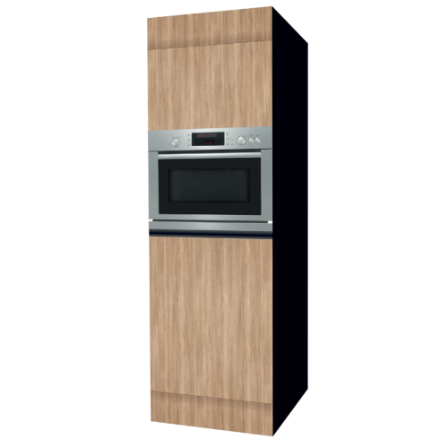 HOCHSCHRANK 60 CM HOLZ | Kombi-Ofen | beidseitig nutzbare Fronten, Rückseite schwarz
