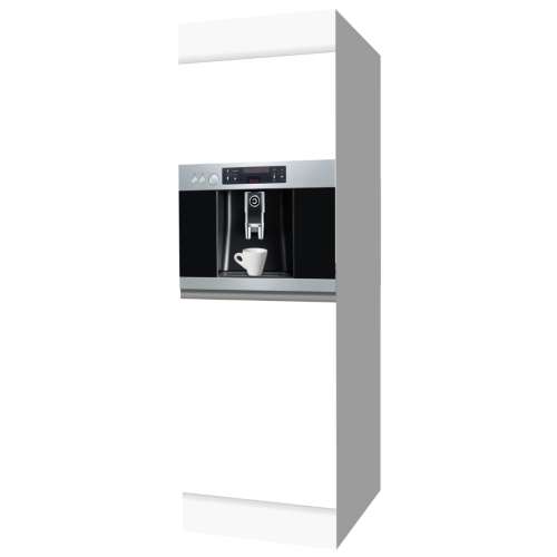 HOCHSCHRANK 60 CM WEISS | Kaffeemaschine | beidseitig nutzbare Fronten, Rückseite grau | Pappküche