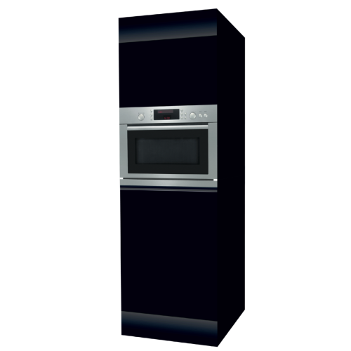HOCHSCHRANK 60 CM SCHWARZ | Kombi-Ofen | beidseitig nutzbare Fronten, Rückseite holz