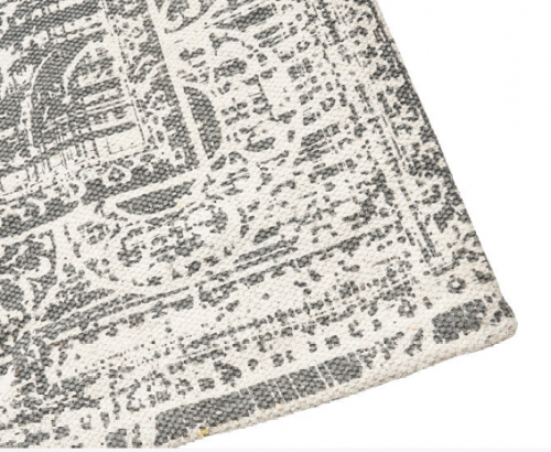 Baumwollteppich gewebt Grau/Weiß mit "washed" Optik. Für Home Staging | Cubiqz