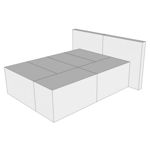 DOPPELBETT MIT KOPFTEIL aus Pappe 190 x 135 CM