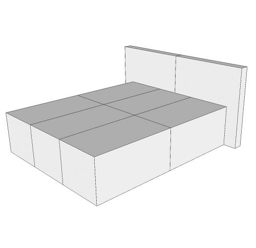 DOPPELBETT AUS PAPPE MIT KOPFTEIL 190 X 150 CM