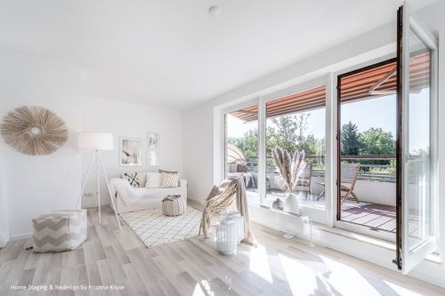 Cubiqz 2-er Sofa aus Karton mit Stoffbezug Off White für Home Staging