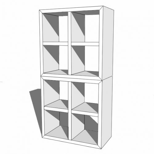 2 aufgestapelte FÄCHERSCHRÄNKE MIT 4 FÄCHERN