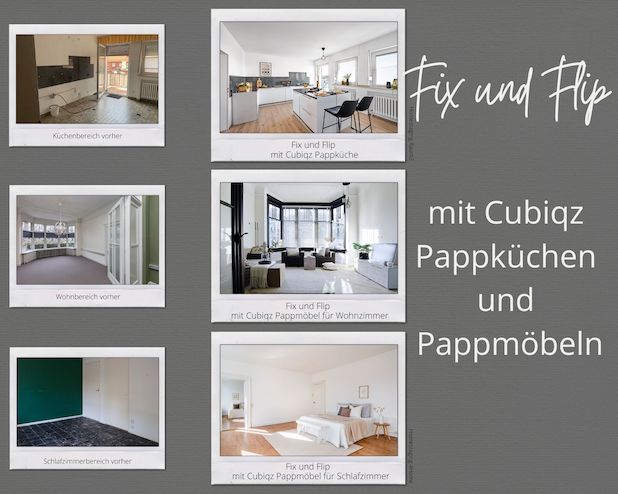 fix und flip mit Cubiqz Pappküchen und Pappmöbeln