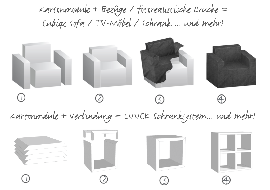 Cubiqz Pappmöbel; Montage und Installation Cubiqz Pappmöbel; Montage und Installation