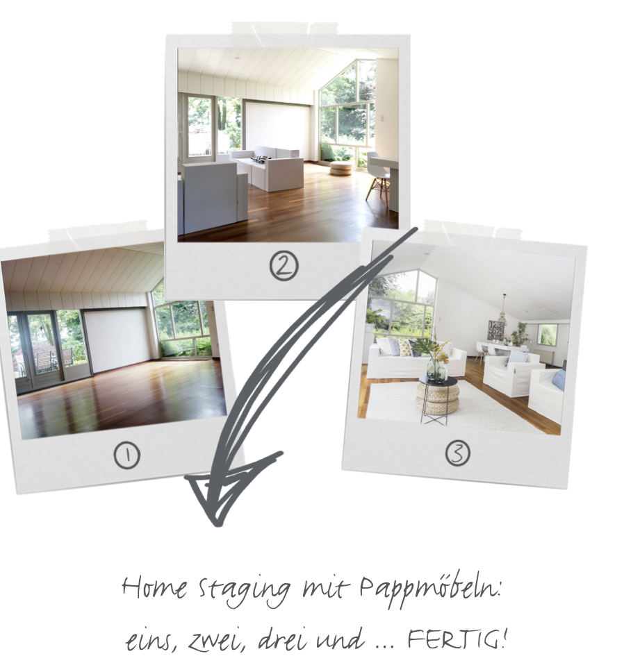 Homestaging mit Pappmöbeln; 1-2-3 und fertig!