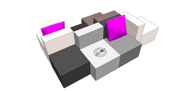 Take Your Seat Beispiel Sitzinsel mit logo Take Your Seat Beispiel Sitzinsel mit logo